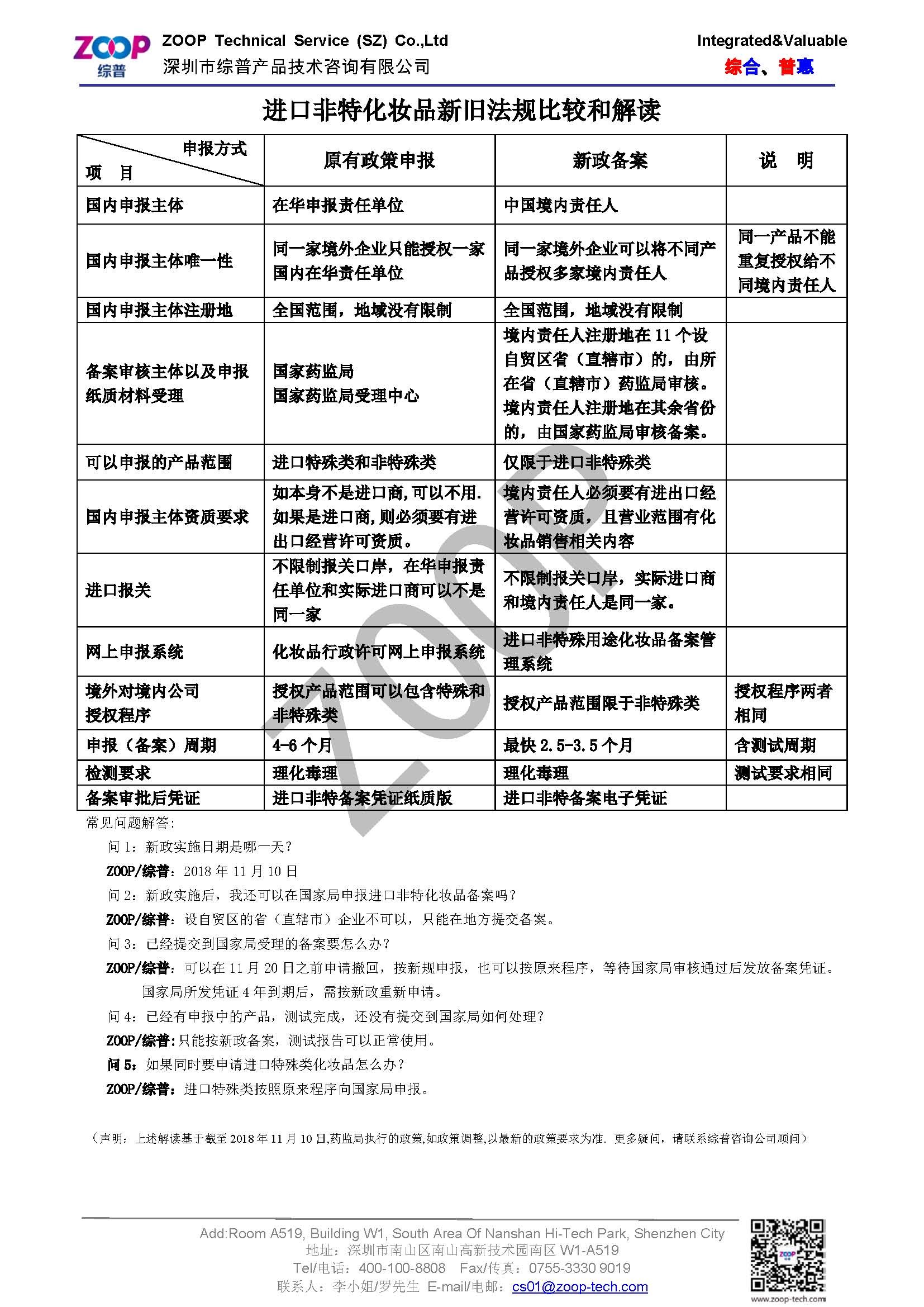 进口非特化妆品新旧法规比较和解读图